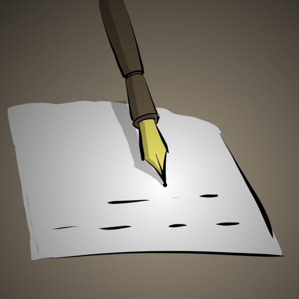 writing on paper with fountain pen
